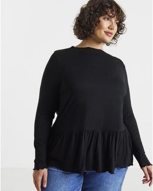 Simply Be Long Sleeve Peplum Top - Blue