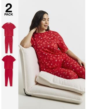 Simply Be Value 2 Pack Pj Set - Red