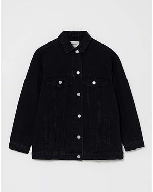 Simply Be Graphic Denim Jacket - Grey