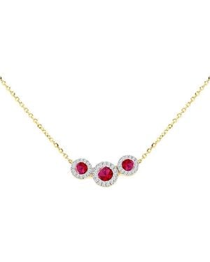 iJewel 9Ct Lab Diamond Ruby Neclace - Multicolour
