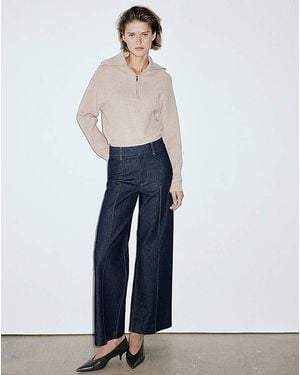 Mango Paloma High Waisted Wide Leg Jean - Blue