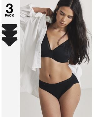Sloggi 3Pk Tai Hi Leg Knicker - Black