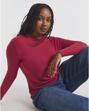 Simply Be Long Sleeve Rib Top - Red