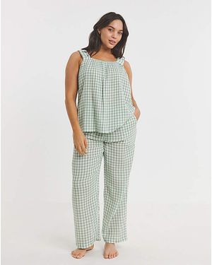 Simply Be Soft Cotton Cami Pyjama Set - Green