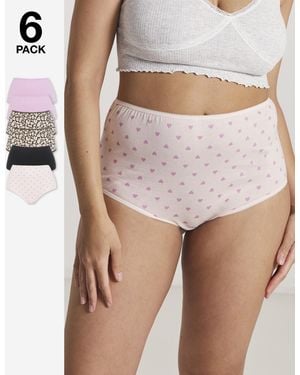 Pretty Secrets 6 Pack Full Brief Knickers - Pink