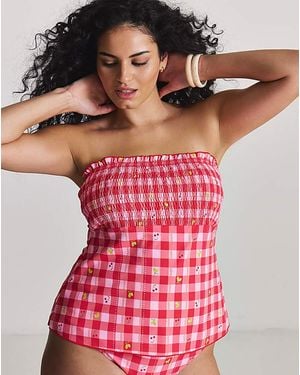 Simply Be Shirred Tankini Top - Pink