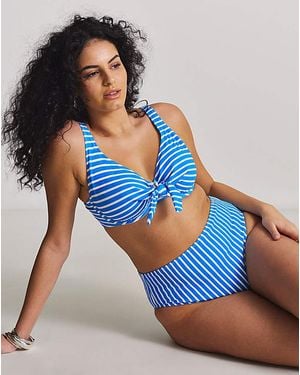 Figleaves High Waist Stripe Bikini Bottoms - Blue
