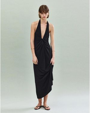 Mango Draped Halter Dress - Green