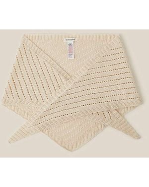 Monsoon Perl Pointelle Triangle Scarf - Natural