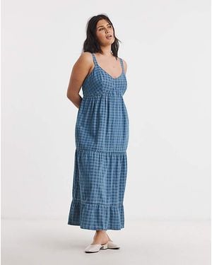 Simply Be Sleeveless Denim Midi Dress - Blue