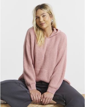 Simply Be Ribbed Knitted Hoodie - Pink