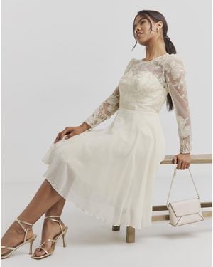 Chi Chi London Chi Chi Mesh Embroidered Dress - Natural