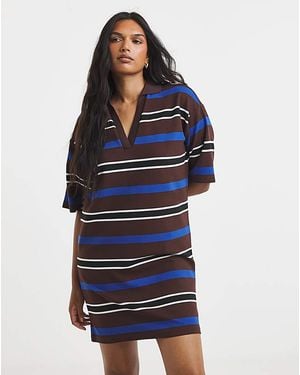 Simply Be Collared Boxy Rugby Dress - Blue