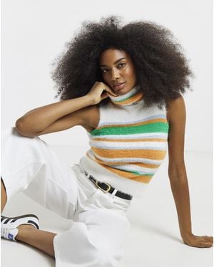 Native Youth Fluffy Roll Neck Vest - Multicolour