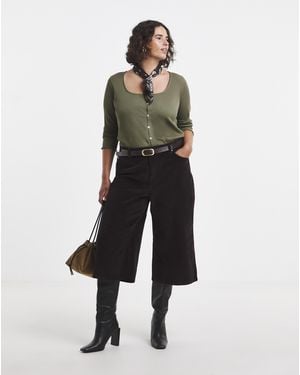Simply Be Cord Culotte Jeans - White