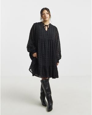 Simply Be Dobby Smock Dress - Blue