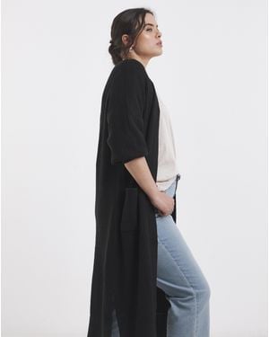 Simply Be Fisherman Rib Longline Cardigan - Blue