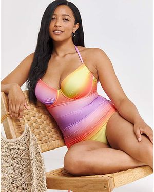 Simply Be Halterneck Swimsuit - Pink
