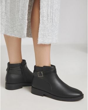 JD Williams Buckle Detail Ankle Boot Wide Fit - Black