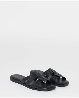 Simply Be Woven Flat Mule Sandals Extra Wide - Black
