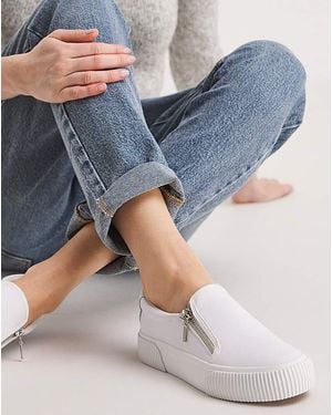 Simply Be Side Zip Tumbled Trainers Wide Fit - Blue