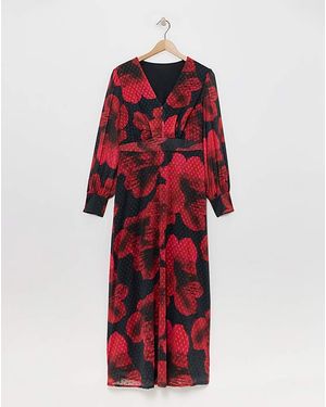 Flounce London Printed Chiffon Midaxi - Red