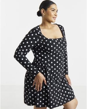 Simply Be Spot Mini Dress - Black
