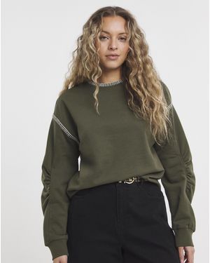 Simply Be Whipstitch Oversized Sweatshirt - Green