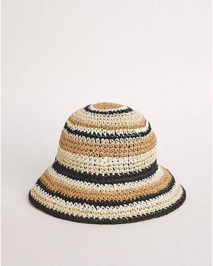 Simply Be Neutral Stripe Raffia Straw Hat - Natural