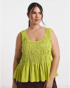 Simply Be Shirred Peplum Vest - Green