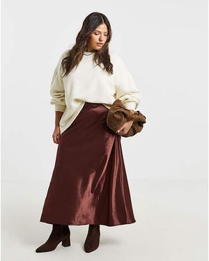 Simply Be Satin Maxi Skirt - Brown
