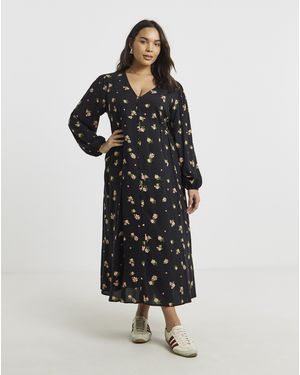 Simply Be Button Through Midi Dress - Black