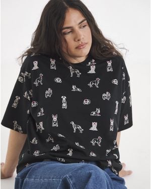 Simply Be Dog All Over Printed Tee - Black