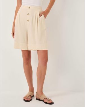 Monsoon Lucy Linen Blend Longline Shorts - Natural