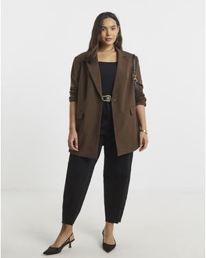 Simply Be Oversized Single Breasted Blazer - Brown