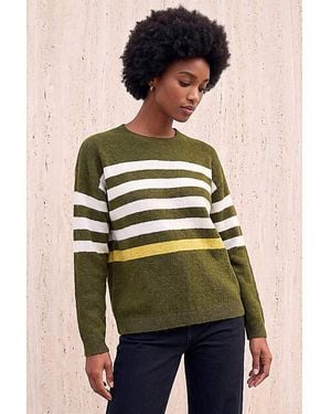 Roman Roman Stripe Crew Neck Knit Jumper - Green