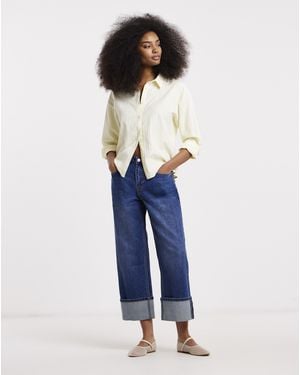 Simply Be Cropped Straight Leg Turn Up Jeans - Blue