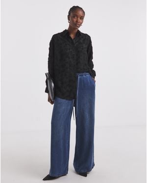 Simply Be Textured Fluffy Shirt - Blue