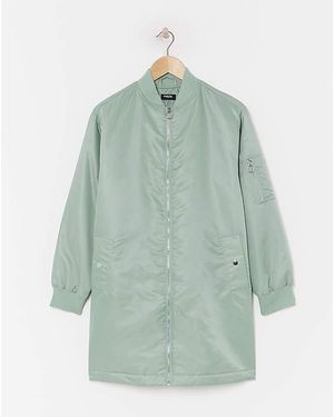 Simply Be Satin Quilt Lined Longline Bomber - Green