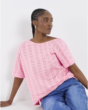 Simply Be Off Shoulder Broderie - Pink