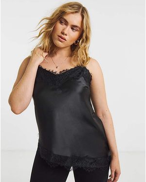 Simply Be Lace Trim Cami - Black