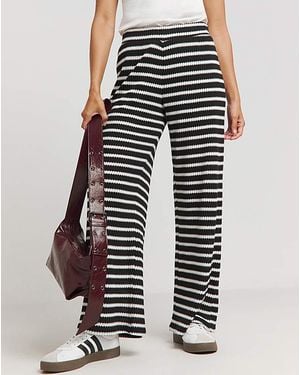 Simply Be Jersey Crochet Wide Leg Trousers - Multicolour