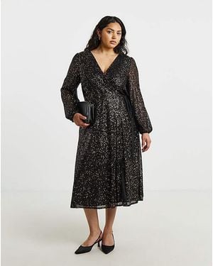 Lovedrobe Sequin Wrap Dress - Black