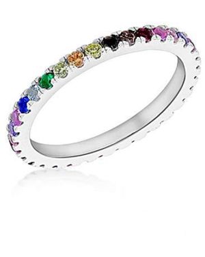 iJewel Sterling Colourful Cz Band Ring - White