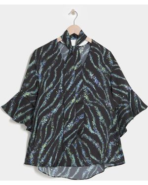 Joanna Hope Tie Neck Blouse - Brown