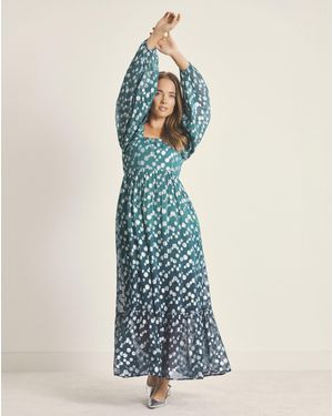 Simply Be Dobby Jacquard Smock Dress - Blue