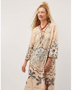 Monsoon Aleah Tropical Print Midi Kaftan - Natural