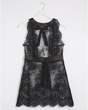 Figleaves Gigi Galloon Lace Babydoll - Black