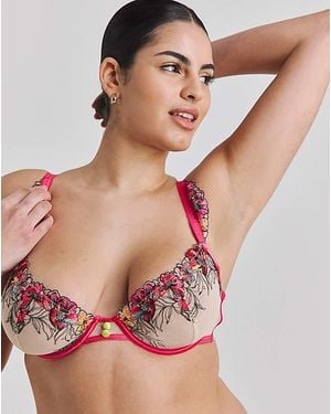 Figleaves Olivia Embroidered Balcony Bra - Brown