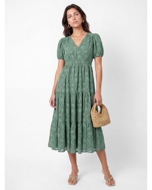 Lovedrobe Floral Burnout Midi Dress - Green
